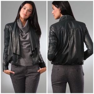 Diane Von Furstenberg Leather Bomber Jacket